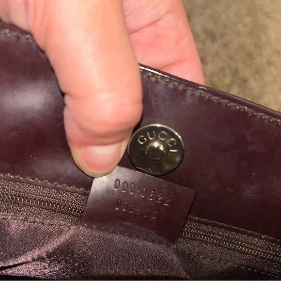 Gucci Dark Purple Satin Shoulder Bag with Bamboo Handle Vintage 1990s - Picture 12 of 13